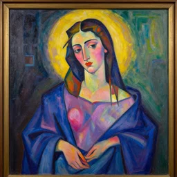a beautiful painting madonna neon, by picasso by amedeo modigliani art deco lumion render realistic oil painting