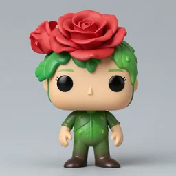 a funko pop doll of a plant person with a rose for a head