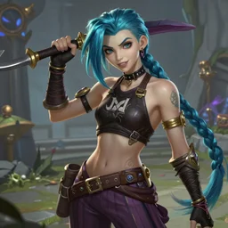 Jinx on her day off league of legends, highly detailed, digital painting, artstation, concept art, smooth, sharp focus, illustration, ArtStation, art by artgerm and greg rutkowski and Hikari Shimoda and Edmund Blair Leighton and Charlie Bowater