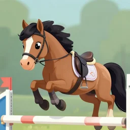 portrait of a rider on a my little pony as an appaloosa horse, the appaloosa jumping a over a hurdle with a rider on its back, an appaloosa has a mane and tail like my little pony, professional, high quality, 4 k, dof, bokeh, action