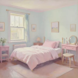 a 2 0 0 0 s teen bedroom, oil painting, pale colors, high detail, 8 k, wide angle, trending on artstation,
