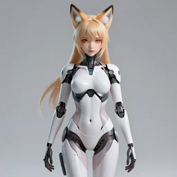 beautiful anime manga full body portrait of a human like girl android with artificial pale skin and fox ears, high quality, highly detailed, 4 k, drawn by wwpgi, trending on artstation, digital art, rendered in unity 3 d