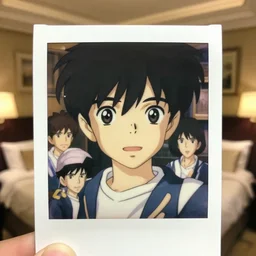 a closeup face overview polaroid portrait of a 2 0 0 0's disney j - pop av idol posing, posing at bedroom, finely detailed features, closeup at the faces, perfect art, luxury hotel room, gapmoe yandere, trending on pixiv fanbox, painted by craig mullins makoto shinkai takashi takeuchi studio ghibli, akihiko yoshida,