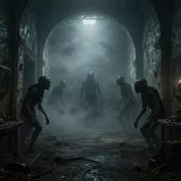 the eerie halls of the scp foundation, unnerving mist, liminal, creatures lurking