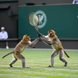 monkeys playing a game of tennis at Wimbledon