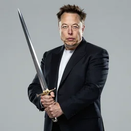 elon musk holding a sword, digital art, highly detailed, trending on artstation