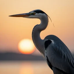 sunrise over a heron, macro photography, digital art by greg rutkowski, trending on artstation