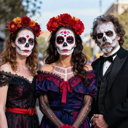 portrait, day of the dead by petros afshar, hyper real, laurie greasley, jc leyendecker and singer sargent