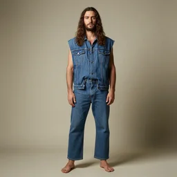 a Greek man with long brown hair, full body, Jean Auguste