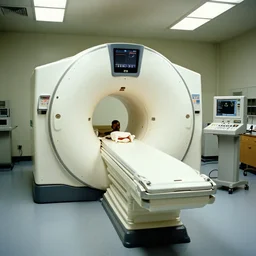 a huge octoidal mri machine and control panels in the laboratory inspection room, film still from the movie directed by denis villeneuve with art direction by salvador dali, wide lens