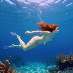 a wide shot, vibrant photo of underwater aphrodite swimming by herself, digital art, illustration by greg rutkowski, artgerm, outdoors, complementing colors, trending on artstation, realistic, hd, 4 k, deviantart, tele photo lens, sigma 5 0 0 mm f / 5