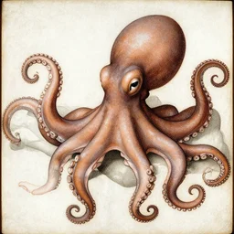 octopus with human hands at the ends of each tentacle in style of leonardo da vinci