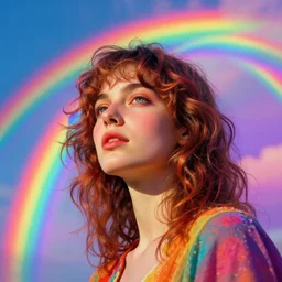 “ a psychedelic portrait of a rainbow in the sky, vibrant color scheme, highly detailed, in the style of romanticism, cinematic, artstation, moebius, greg rutkowski ”