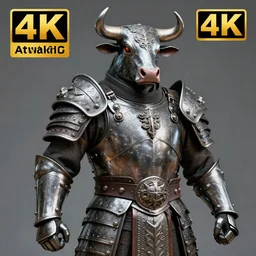 photo of a warrior with metal cow themed armour, highly detailed, 4 k, hdr, smooth, sharp focus, high resolution, award - winning photo