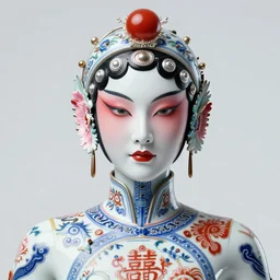 portrait of cyperpunk machine, adriana chechik, machine face, upper half portrait, decorated with chinese opera motifs, fine china, traditional chinese art, intricate, elegant, highly detailed, symmetry, headpiece, digital painting, artstation, concept art, smooth, sharp focus, illustration, art by artgerm and greg rutkowski and alphonse mucha, 8 k