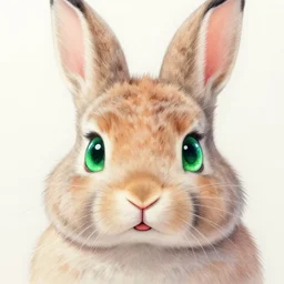 a drawing of a rabbit with green eyes, a character portrait by ai - mitsu, tumblr contest winner, furry art, shiny eyes, shiny, glitter
