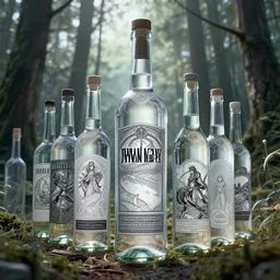 a forest made of vodka bottles craig mullins, intricate linework, sharp focus, smooth, octopath traveler, final fantasy, unreal engine, dramatic lighting, ethereal, 8 k