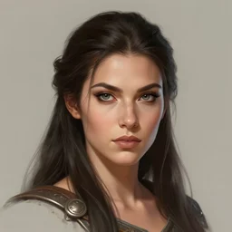 head and shoulders portrait digital illustration of a barbarian, female, high fantasy, d & d, by luis royo, face details, smooth, sharp focus,