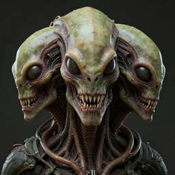 skin concept heads venus flytrap front view, texture, alien, biopunk, plant predator, predator, teeth, many details, guyver style, 3 d, cinematic, hyper realism, high detail, octane render, art by hans giger