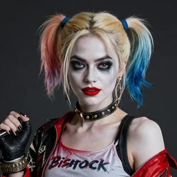 bioshock portrait of emma stone as harley quinn, hyper detailed, digital art, trending in artstation, cinematic lighting, studio quality, smooth render, unreal engine 5 rendered, octane rendered, art style by klimt and nixeu and ian sprigger and wlop and krenz cushart.