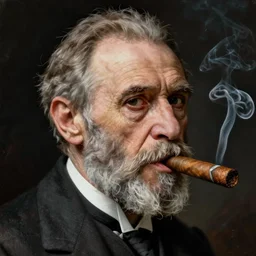 portrait of sigmund freud morphed with a monkey smoking a cigar, hyper detailed face