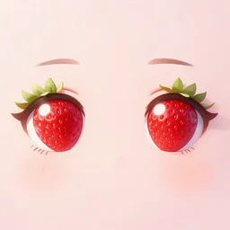eyes made of strawberries, digital art.