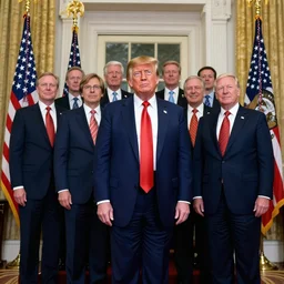 a group photo of Donald trumps