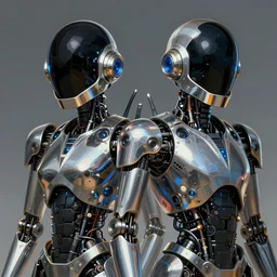 portrait of  2 Daft Punk Robots as a character in arabian Cyberpunk 2077, looking at camera, intricate, dystopian, sci-fi, extremely detailed, digital painting, artstation, concept art, smooth, sharp focus, illustration, intimidating lighting, chrome reflexions, incredible art by artgerm and greg rutkowski and alphonse mucha and simon stalenhag