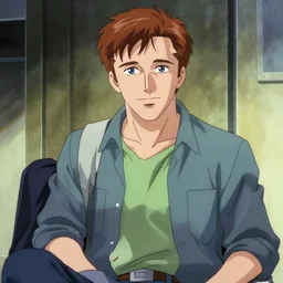 ryan gosling, in the style of FLCL (2000)