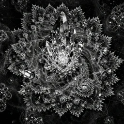 a black and white high quality photo of mandelbrot fractal crystal fortress, dark fantasy, sharp focus, vibrant, vivid, symmetry, highly detailed, cinematic concept art by wlop, tooth wu, beksinski, emil melmoth