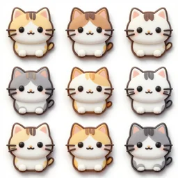 seamless pattern of cute anime cats symmetrical, repeating 3 5 mm photography