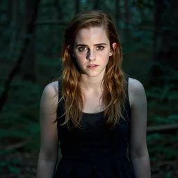 emma watson, found footage, in woods, front light, blair witch