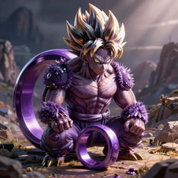 a super sayan gorilla collects metallic purple rings