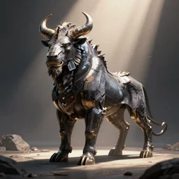 stylized cyberpunk minotaur