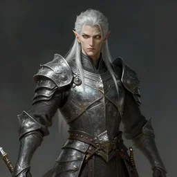an concept art of the ancient hermit, pale hair, one eye, intricate details, detailed face, detailed armour, artstation, epic pose, ambient light, by rembrandt