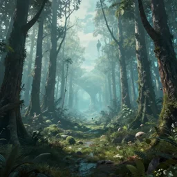 digitalblasphemy digital blasphemy wallpaper render of an alien forest imaginative dreamworld expansive landscape