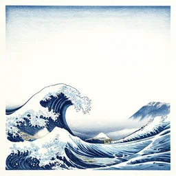 ocean wave, land in sight by Kilian Eng, minimalist, detailed, woodblock print