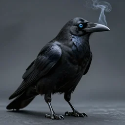 a raven made of smoke, photorealistic, 8 k, highly detailed, ultra realistic, path traced