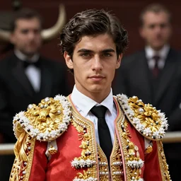 portrait of a handsome young spanish bullfighter, art by denys tsiperko and bogdan rezunenko and franz xaver kosler, hyperrealism