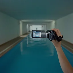 Beautiful cameraphone 2005 soft liminal Photograph of an infinite dark hallway pool