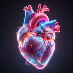 human anatomical heart!!! organ, electron tube, tron, neon, hyper realistic, concept art, high key lighting, intricate, hyper detailed, smooth, high contrast, neon, volumetric lighting, octane, vray ethereal, symmetrical, moebius, greg rutkowski, huifeng huang, artgerm, beeple, jim lee
