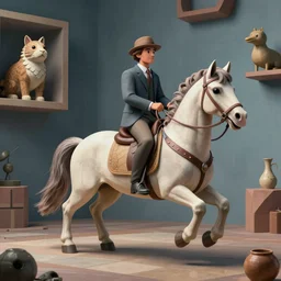 finnegans wake riding a multidimensional 4 d superpony hyperdimensional klein bottley cubism roomy non - being with the skillywoghins of blurjles in undertow, presciently, sorry not sorry, trending on behance, 8 k, ultra realistic!!!