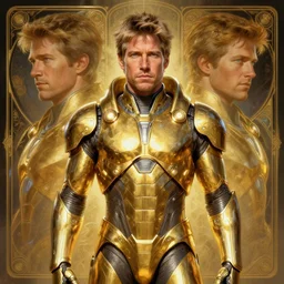symmetry!! portrait of harrison ford, solo gold sci - fi armour, tech wear, glowing lights!! sci - fi, intricate, elegant, highly detailed, digital painting, artstation, concept art, smooth, sharp focus, illustration, art by artgerm and greg rutkowski and alphonse mucha