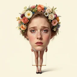 full body portrait, stuck in a limbo, sad, flowers, absurdly beautiful, elegant, realistic ultrafine hyperrealistic detailed face illustration by wes anderson, intricate linework, sharp focus, bright colors, matte, octopath traveler, final fantasy, unreal engine highly rendered, global illumination, radiant light, intricate environment