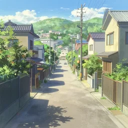 a suburban japanese street in a medium town, fences, key visual, a digital painting by makoto shinkai and james gurney, trending on artstation, highly detailed
