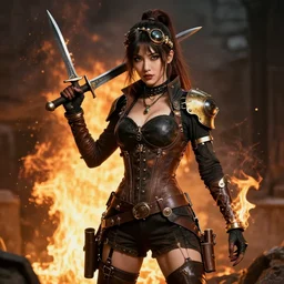 photo of jada fire as a female steampunk thief with daggers