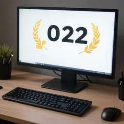 photo of a computer on a desk ( 2 0 2 2 ). realistic, highly - detailed, award - winning, sharp focus