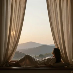 as the sun inclines, in the west chamber i recline in solitude, looking at the silhouette of distant hills between gathered curtains held by hooks. i know not the whereabouts of the countenance of my desire, yet continuing to flow eastwards are green ripples as usual, by gediminas pranckevicius