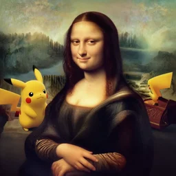 ( ( ( ( mona lisa ) ) ) ) but with pikachu!!!!!! as the subject