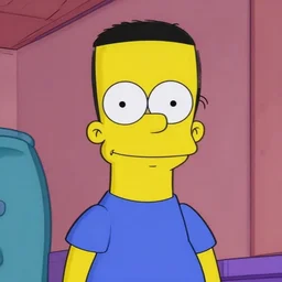 chinese boy with buzz cut, simpsons style